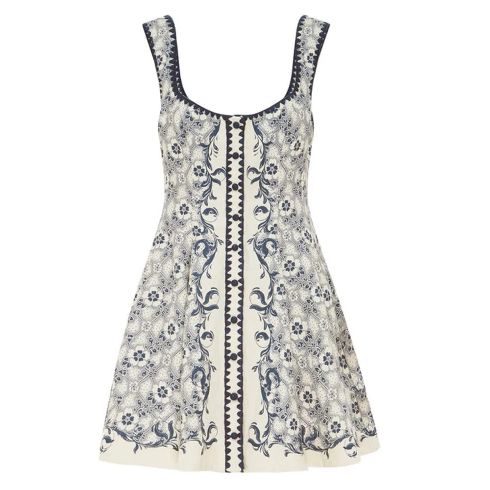 Alemais Blue and Cream Floral Dress